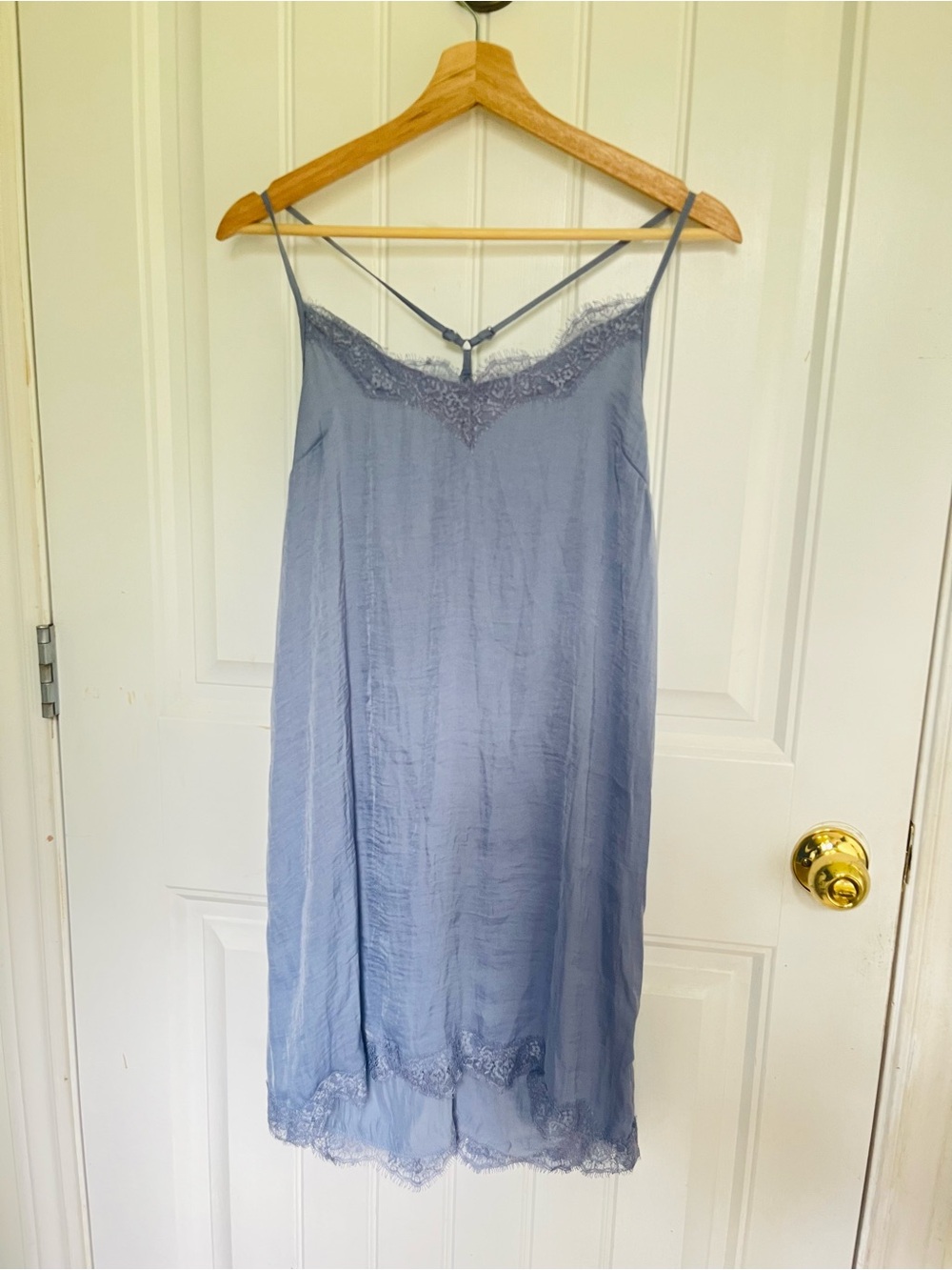 Delicate Perriwinkle Blue Lace-Trim Slip Dress - Women Intimates & Sleepwear